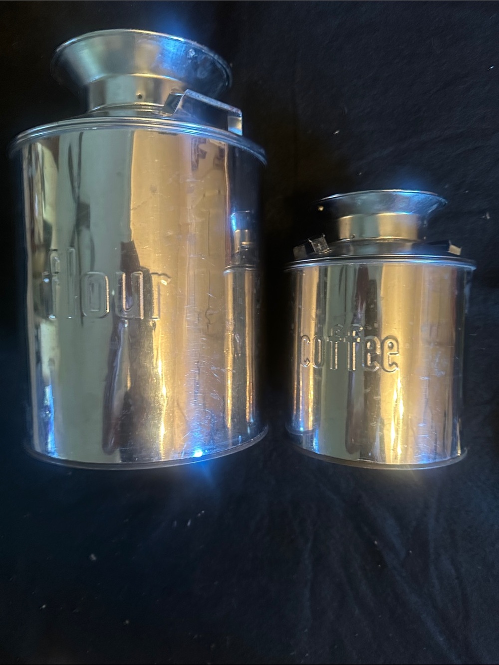 Metal Flour & Coffee Canister Set - Silver
